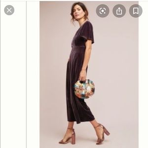 Anthropologie velvet jumpsuit